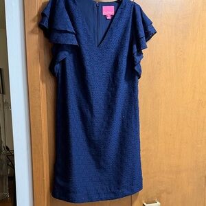 Lilly Pulitzer Kathie Navy Ruffle Sleeve Dress